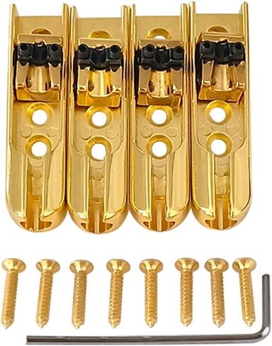 HXBER 4pcs Bass Guitar Bridge Individual Bass Bridge Guitar Bridge Single Individual Tailpiece Single String Bass Bridge Bass Guitar Saddles Compatible with 4 String Electric Bass Guitar Accessories in Kuwait