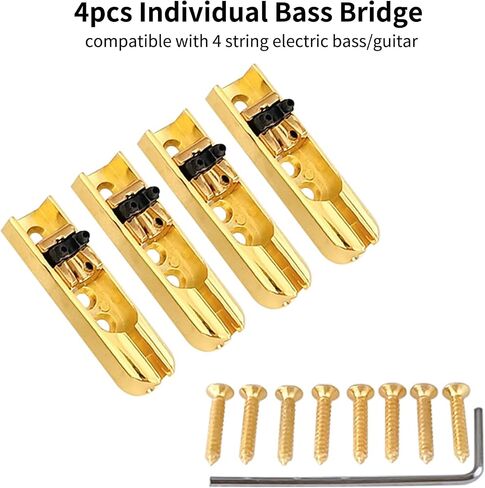 HXBER 4pcs Bass Guitar Bridge Individual Bass Bridge Guitar Bridge Single Individual Tailpiece Single String Bass Bridge Bass Guitar Saddles Compatible with 4 String Electric Bass Guitar Accessories in Kuwait