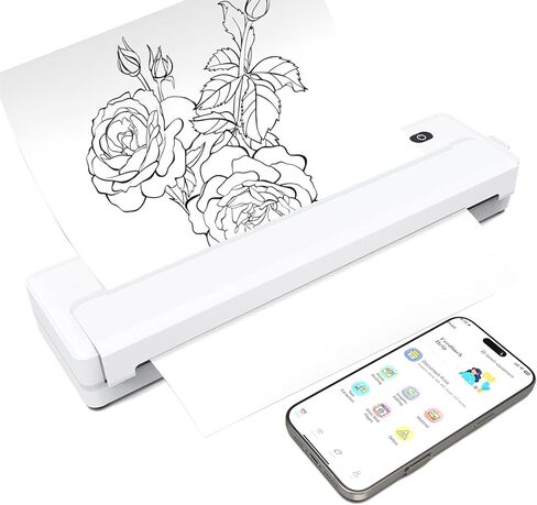 طابعة لاسلكية محمولة للسفر، دعم طابعة بلوتوث الحرارية، طابعة محمولة صغيرة بدون حبر متوافقة مع iOS وAndroid والكمبيوتر المحمول، للمكتب والمنزل والاستخدام المدرسي (أسود) in Kuwait