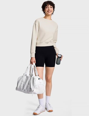 Modal Soft Cropped Sweatshirts for Women Long Sleeve Crew Neck Pullover Crop Top in Kuwait