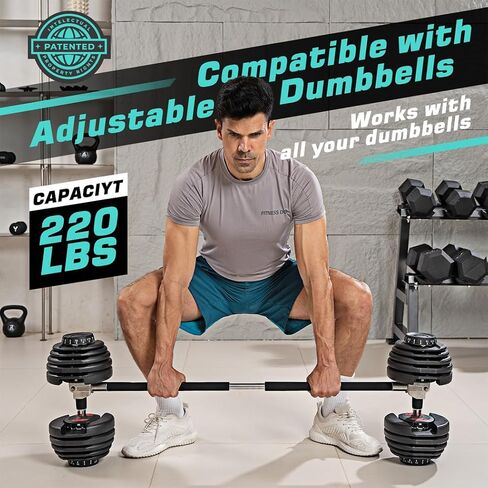 Dumbbell Barbell Converter Bar Adjustable Dumbbell to Barbell Converter Bar Metal Solid Heavy-duty Versatile Barbell Weight Bars for Lifting Full Body Workouts Home Gym Fitness Up to 200 lb Capacity in Saudi Arabia