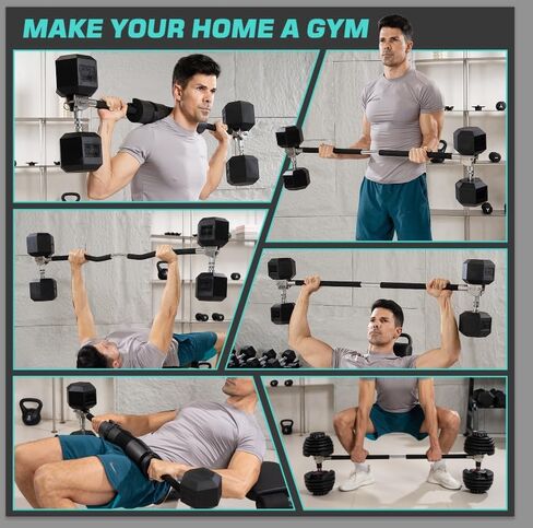 Dumbbell Barbell Converter Bar Adjustable Dumbbell to Barbell Converter Bar Metal Solid Heavy-duty Versatile Barbell Weight Bars for Lifting Full Body Workouts Home Gym Fitness Up to 200 lb Capacity in Saudi Arabia