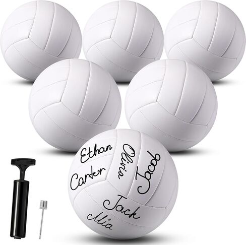 Jexine 6 Pcs All White Volleyball Ball Blank Official Size 5 Volleyball Ball Christian Charity Donation Plain White Volleyball Ball with Needle Pump for Autographs Awards Sign Painting Coaches Gift in Kuwait