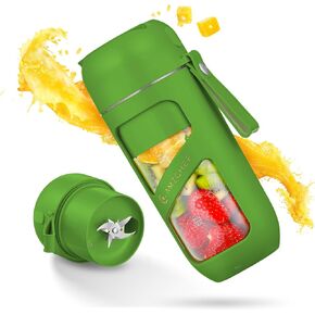 خلاط AMZCHEF المحمول، قوة قطع قوية مع 10 شفرات، المشي لمسافات طويلة، أجزاء آمنة للغسل في غسالة الأطباق، قابل لإعادة الشحن من النوع C، خلاط بالحجم الشخصي للمخفوقات والعصائر، خالي من مادة BPA، للرياضة والسفر in Kuwait