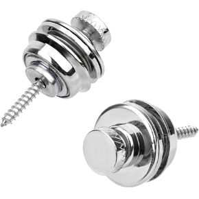 2pcs Guitar Strap Lock, Metal Guitar Strap Button Easy to Install Guitar Strap Fastener Guitar Strap End Pins for Bass Ukulele Acoustic Classical Electric Guitar Accessories (Silver)