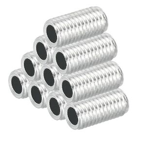 PATIKIL M8 Thread Carbon Steel Lamp Pipe, 20 Set 80 mm/3.15" Hollow Tube Thread Adapter Fasteners Hardware for Lamp Lights Chandelier Ceiling Light DIY, White Zinc Plating