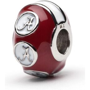 University of Alabama Charm for Charm Bracelets - Crimson Alabama Bracelet Charm with Helmet Stripe - Hypoallergenic Stainless Steel Charms - Alabama Women's Jewelry