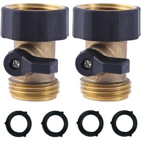 HQMPC Heavy Duty Brass Shut Off Valve Garden Hose Shut Off Valve Garden Hose Connector (2PCS) +4 Extra Pressure Washers