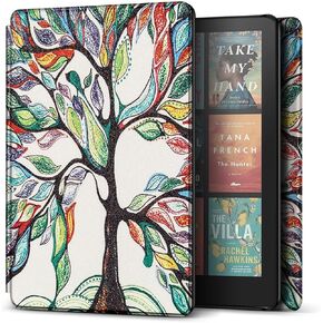 TNP Case for Kindle Paperwhite 12th Generation 2024 / Kindle Colorsoft Signature Edition - 7" PU Leather Protective Folio Cover Case for Kindle Paperwhite Kids with Auto Sleep/Wake, Blue Flower