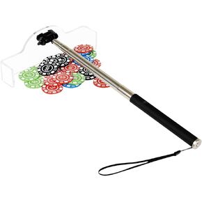 Adjustable Length Casino Grade Metal Chip Rake, Telescopic Handle Roulette Rake, Chips Stick for Blackjack, Texas Hold'em, Poker Rake (Origin Transparent)