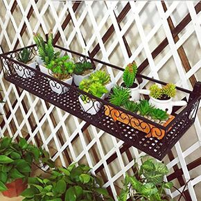 YXQ Patio Plant Flower Pot Holder Railing Shelf, Plant Pots Holder Windows Decorate for Balcony Decor,Patio or Porch Fence Railing，Brown in Kuwait