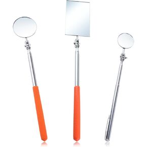 3Pack Telescoping Auto Inspection Mirror Set Mirror Stick Extendable Mirror on a Stick Mechanic Mirror with Long Handle 360°Inspection Mirror Telescoping Swivel Head,Round Rectangular