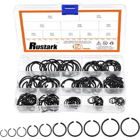 150Pcs 10 Sizes 65Mn Steel Round Wire Snap Rings Assortment Kit Round Wire C-Clips Internal Retaining Rings Bearing Stop Ring for Shaft - M10 M12 M14 M16 M18 M20 M22 M24 M25 M26