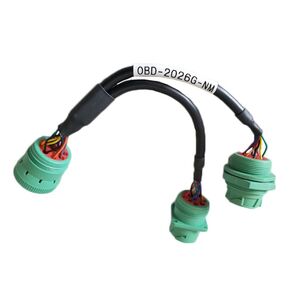 J1939 FMM Ycable, J1939 Type 2 Green Female to J1939 Type 2 Green Male 4-Slot, and J1939 Type 2 Green Male Jam Nut. Non-Molded 20 AWG, Length 8 inches All 9 pins Wired 1:1"