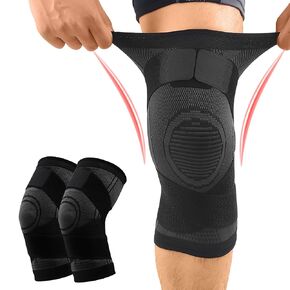 1 Pair Adjustable Knee Brace for Men & Women, Knee Compression Sleeve for Pain Relief, Knee Pads- Workout Sports Hiking Arthritis Joint Injury Recovery Running Meniscus Tear (Large)