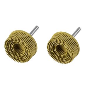 2 PCS 2" Bristle Discs Yellow Brush Disc with 1/4" Shank Attachment Rubber Abrasive Brush, 80# Grit Grade Disc Brush Bristle Brush for Angle Grinder Abrasive Coating Removal Disc