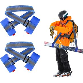 2 Pcs Ski Carrier Strap, Ski Sling Straps for Carrying Ski Pole Wrap Straps Ski Design Adjustable Shoulder for Bags Ski Mate Ski Gear Holder for Ski Boards Boot Poles Winter Sports Accessories