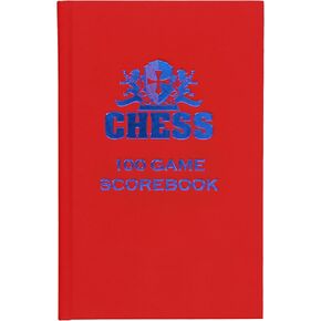 WE Games Chess Scorebook & Chess Notation Book - Red Hardcover Chess Books with 100 Pages, Ideal Chess Score Sheets for Clubs & Tournaments