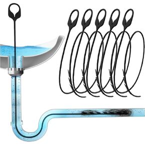 Drain Snake 30 Inch Hair Drain Clog Remover, Durable Nylon Sink Snake Drain Hair Removal Tool Hair Catcher for Unclogging Kitchen & Bathroom Sink, Bathtub, Shower Drain Hair Clogs (5 Pack)