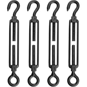Antrader M6 Hook and Eye Turnbuckle,4Pcs M6 Stainless Steel 304 Turnbuckle Wire Rope Tension M6 Turnbuckle Stainless,Black