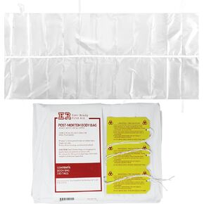 PVC Body Bag with Metal Zipper for Adult, White, 36" x 90" with ID Tags