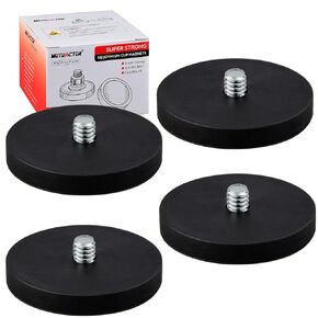 MUTUACTOR 30lbs Neodymium Magnets Heavy Duty,1/4"-20 Round Magnet with Threaded Stud,4Pack Strong Rare Earth Magnets for Mounting LED Lighting Camera Tools and Other Equipments