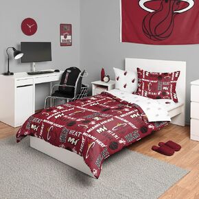 FOCO Miami Heat NBA Team Color Bed in a Bag Comforter Bedding 5 Piece Set - Twin