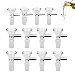 12 Pcs Glass Funnels, 14mm Glass Funnel with Handle, Scientific Test Funnel for Filling Bottles, Multipurpose Clear Glass Funnel for Lab