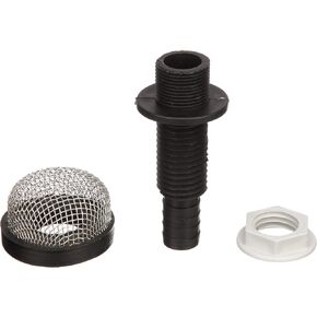 Seachoice Thru-Hull Strainer Mount with Aerator Screen, Fits 3/4 in. Hose, One Size, Black