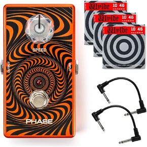 MXR WA90 Wylde Audio Phase Pedal - Bundle with 2 Patch Cables and 3 Sets of Dunlop ZWEN1046 Electric Guitar Strings