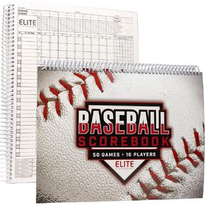 Elite Clipboards Baseball Scorebook - 50 Games Score Book Side by Side Score Keeping Book for Stats | Baseball Stat Tracking Book - High School, Middle School, Little League for Scorekeepers