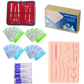 HB Design Complete Suture Training Kit(30 Pieces),Include 3rd Generation Suture Pad with Pre-Cut Wounds,Suture Tools and Mixed Suture Thread with Needles for Students and Nurses Practicing