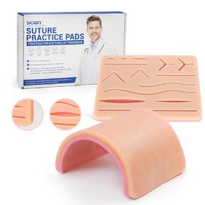 Scian 2Pcs Suture Practice Pad, 3 Layers with 14 Wounds Pad & DIY Incision Suture Pad, Suture Practice Kit for Medical Students Training, Embedded Rip-Resistant Mesh, Gifts for Vet Students and Nurses