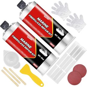 Marine Fiberglass Repair Kit, 100ml Gel Coat Repair Kit for Repairing Cracks, Holes in Boat, Jet Ski, Yacht, Surfboard and Other Water Vehicles- Sturdy and Waterproof Fiberglass Repair Tool