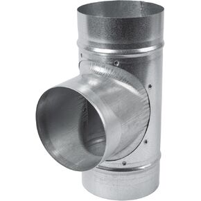 90° Degree Ø8 x 8 x 8 Inch T Shape Duct Splitter - Metal 3 Way Fitting Adapter - Galvanized Steel - Round Duct Hose Dryer Connector - for Home or Industrial HVAC Ventilation - Branch 8 Inch