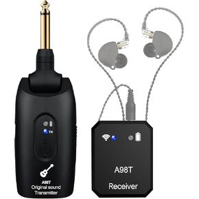 Wireless in Ear Monitor System, 2.4GHz Wireless IEM System with 270° Rotatable Transmitter, Receiver Auto-Pairing, in-Ear Monitoring for Studio, Band Rehearsal, Instrument Performance(A98T)