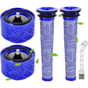 Filter for Dyson V6 Absolute Motorhead Cordless Stick Vacuum, 2 Post Filters, 2 Pre Filters Replacement, Compare to Parts # 965661-01 & 966741-01