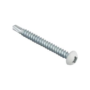 100 Pcs Pan White Head Screw # 8x1 1/2" Quad Drive Self Tap Drilling Screws Fit for Cargo RV