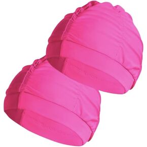 2 pcs Cloth Swim Caps for Women, Fabric Durable Non-Waterproof Elastic Swimming Pool Cap Bathing Cap for Long Hair