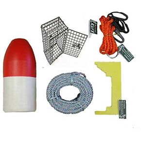 KUFA Crabbing Accessory kit (100' Lead Rope,Caliper,Harness,Bait cage & Float) CEC-1