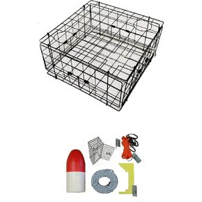 KUFA Vinyl Coated Crab Trap & Accessory kit (100' Lead core Sinking line,Caliper,Harness,Bait Bag & 14" Float) (S60+CEC3)