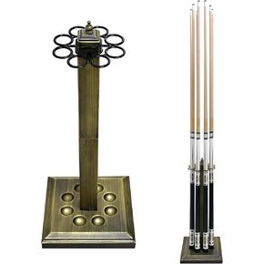 Pool Stick Holder Metal Billiard Cue Rack Holds 8 Sticks Heavy-Duty Floor Stand,Black