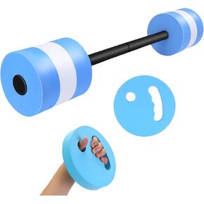 29.3’’ Swimming Barbell with Water Exercise Discs Swim Dumbbell High Density EVA Foam Aquatic Exercise Equipment Swimming Aid for Adults