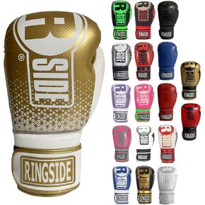 Ringside Apex Bag Gloves, IMF-Tech Boxing Gloves with Secure Wrist Support, Synthetic Boxing Gloves for Men and Women, White and Gold, L/XL