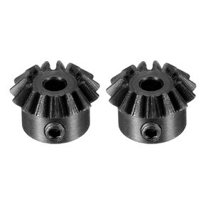 uxcell 2pcs Bevel Gear 0.8 Module 1:1 Reduction Rate 15T 3mm Hole Dia Bevel Pinion Gear 45# Steel, 45 Degree Steering Gear for Hardware Mechanical Rotation, Black