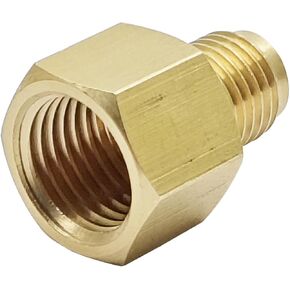 1 Piece Brass Flare Adapter Gas Connection Fitting, M14 x 1.5 mm Female to 7/16-20UNF (SAE 1/4") Flare Male Pipe Adapter Hose Fitting