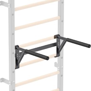 Wood Stall Bar, Swedish Ladder with Pull Up Bar, 11 Strategic Rods, Wall Mounted Suspension Trainer for Home, Gym, School and Clinic