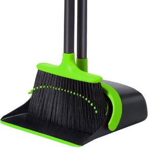 Broom and Dustpan Set for Home, Upgrade 52" Long Handle with Stand Up Dustpan Combo Set for Office Kitchen Lobby Floor Use