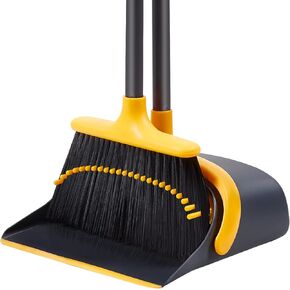 Broom and Dustpan Set for Home, Upgrade 52" Long Handle with Stand Up Dustpan Combo Set for Office Kitchen Lobby Floor Use