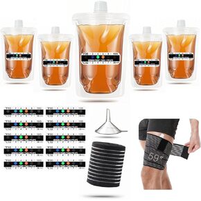 17 Pcs Urine Test Kit – Compact 5oz Soft-Touch Bags, Secure Hidden 59" Leg Strap, Non-Falling Design, Temperature Strips, Perfect for at-Home Practice (Discreet Hidden Style)